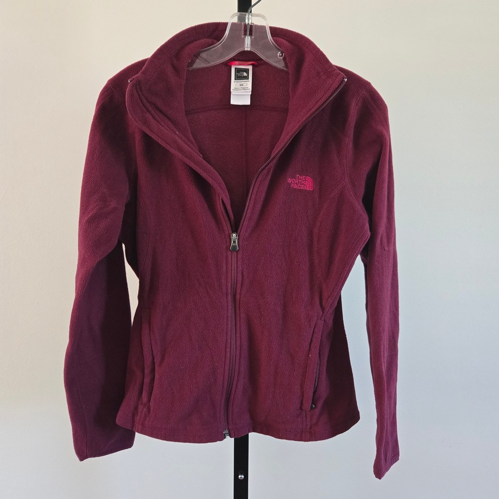The North Face Polartec Classic Fleece Jacket Womens Medium Burgundy Maroon Zip